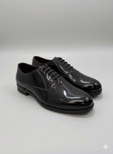Black Painted Leather Oxfords