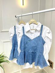 Denim Peplum Top (001)