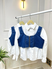 Shirt With Denim Vest