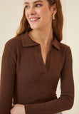 Ribbed top with collar