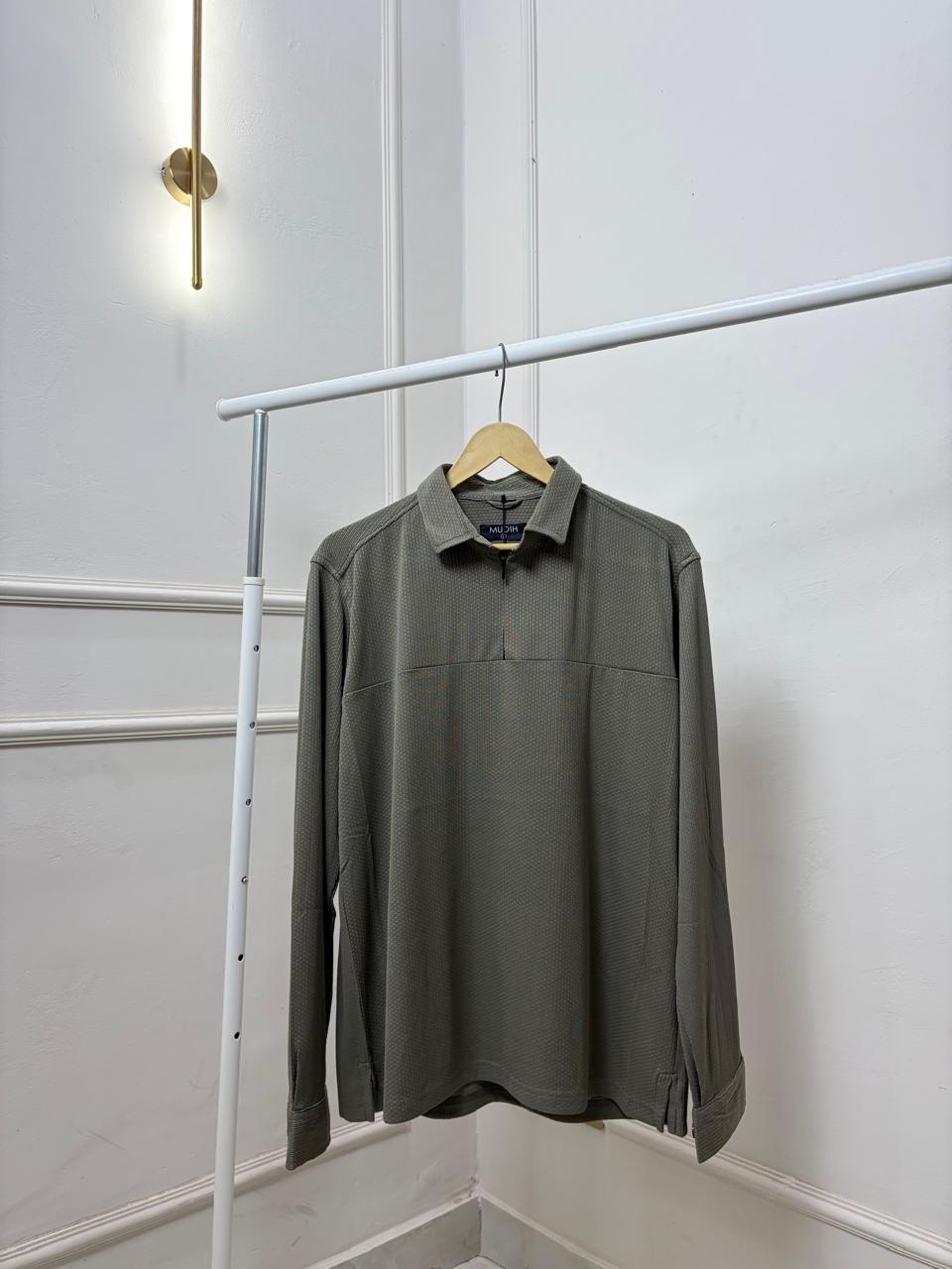 Textured Zipper Long Sleeves