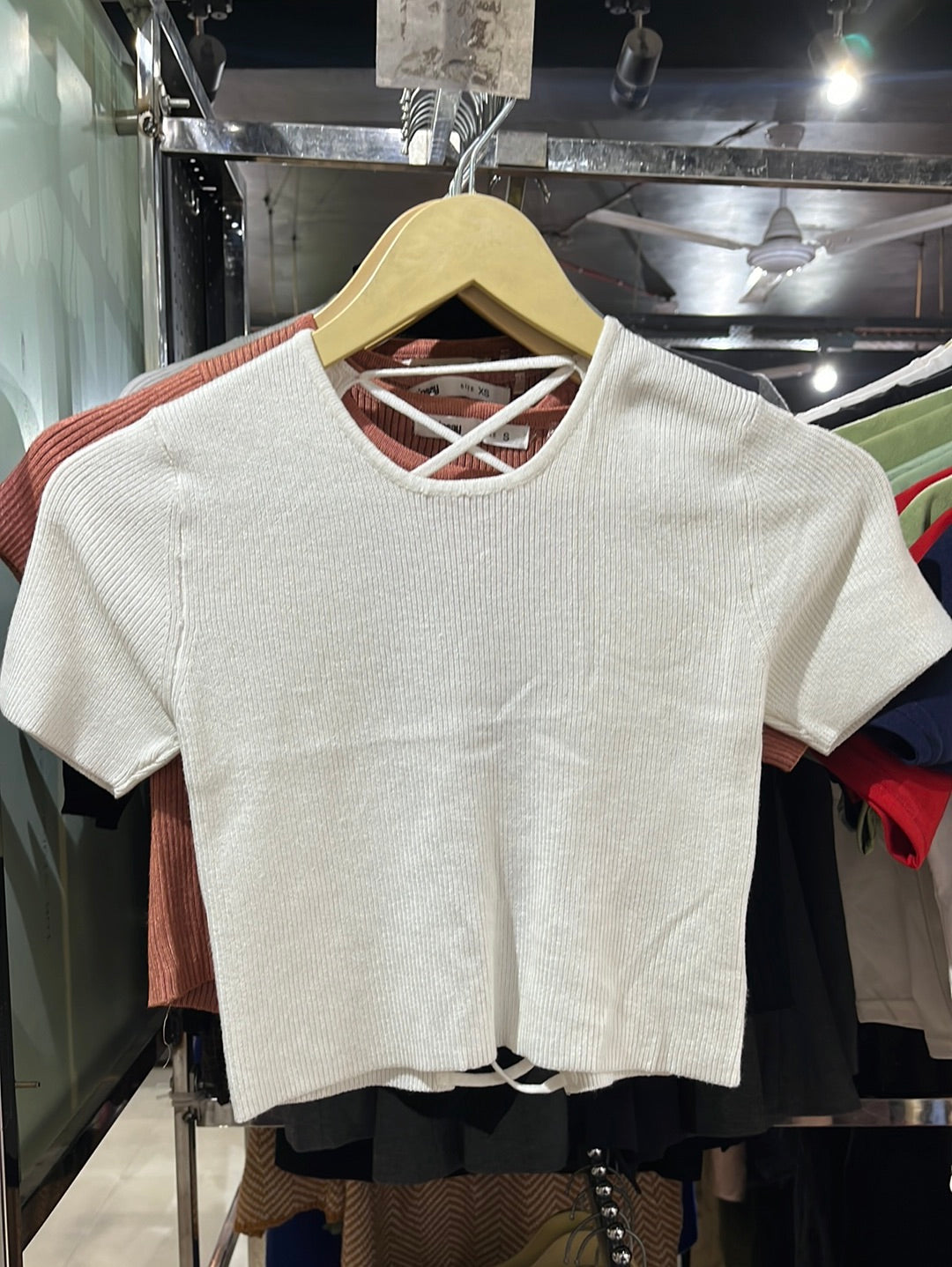 White Crop Top With Back side Design