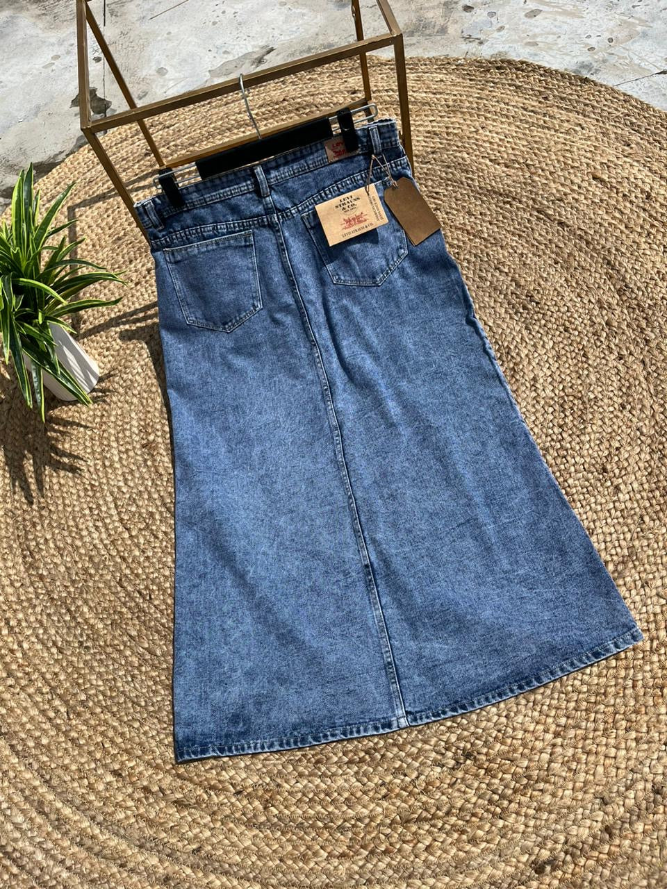 Denim Long Skirt With Slit