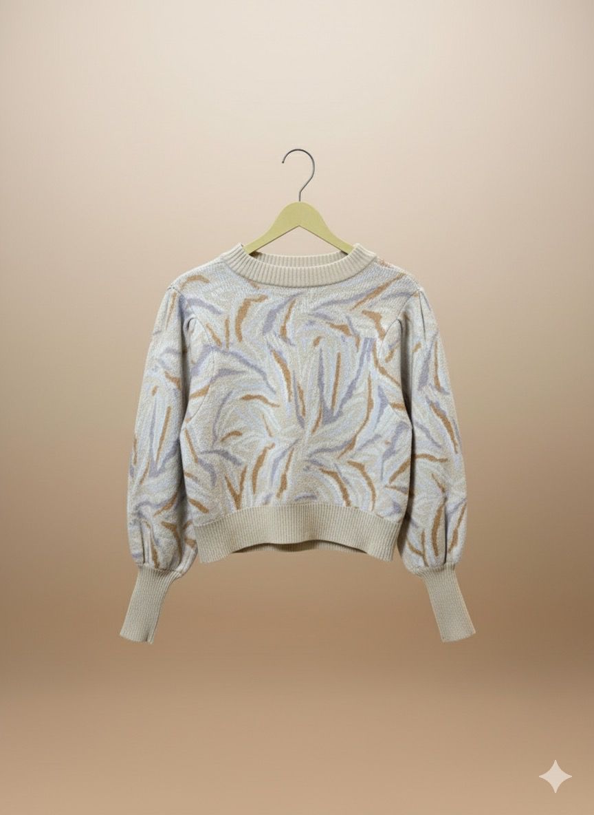 Pullover Sleeves Beige Sweater