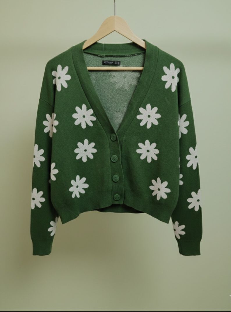 GREEN FLORAL CARDIGAN