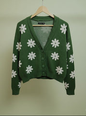 GREEN FLORAL CARDIGAN