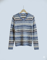CROFT & BARROW FAIR ISLE V-NECK SWEATER.