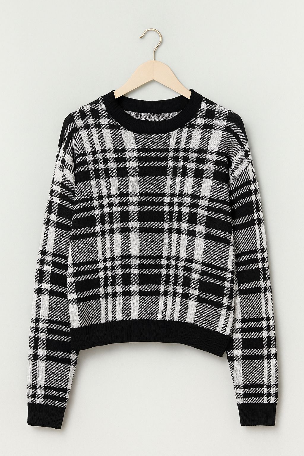 WINDOWPANE PLAID SWEATER