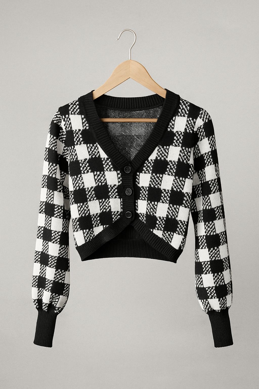 HEARTBREAK CROPPED CARDIGAN IN GINGHAM